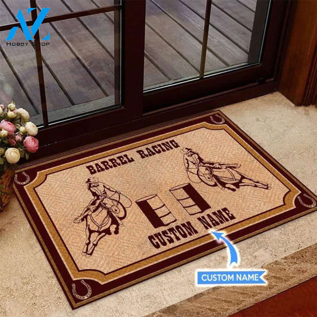 Barrel Racing Horseshoes Pattern Custom Doormat