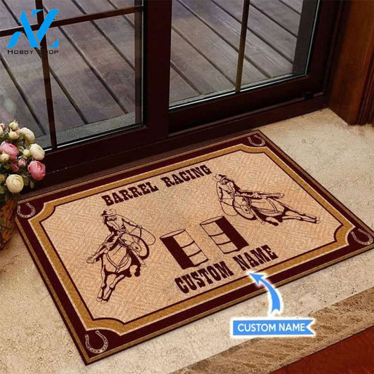 Barrel Racing Horseshoes Pattern Custom Doormat