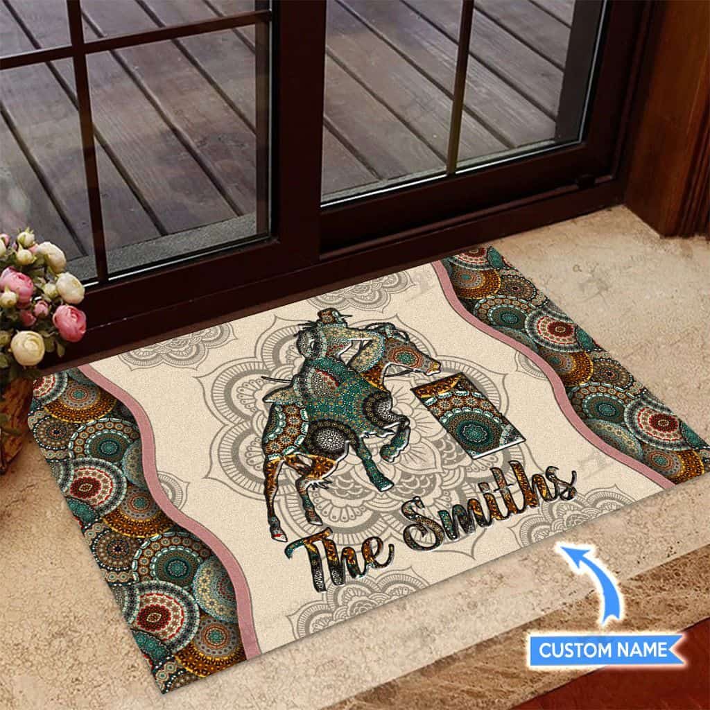Barrel Racing Personalized Custom Name Doormat Welcome Mat