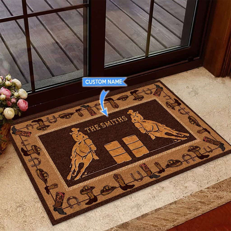 Barrel Racing Personalized Custom Name Doormat Welcome Mat