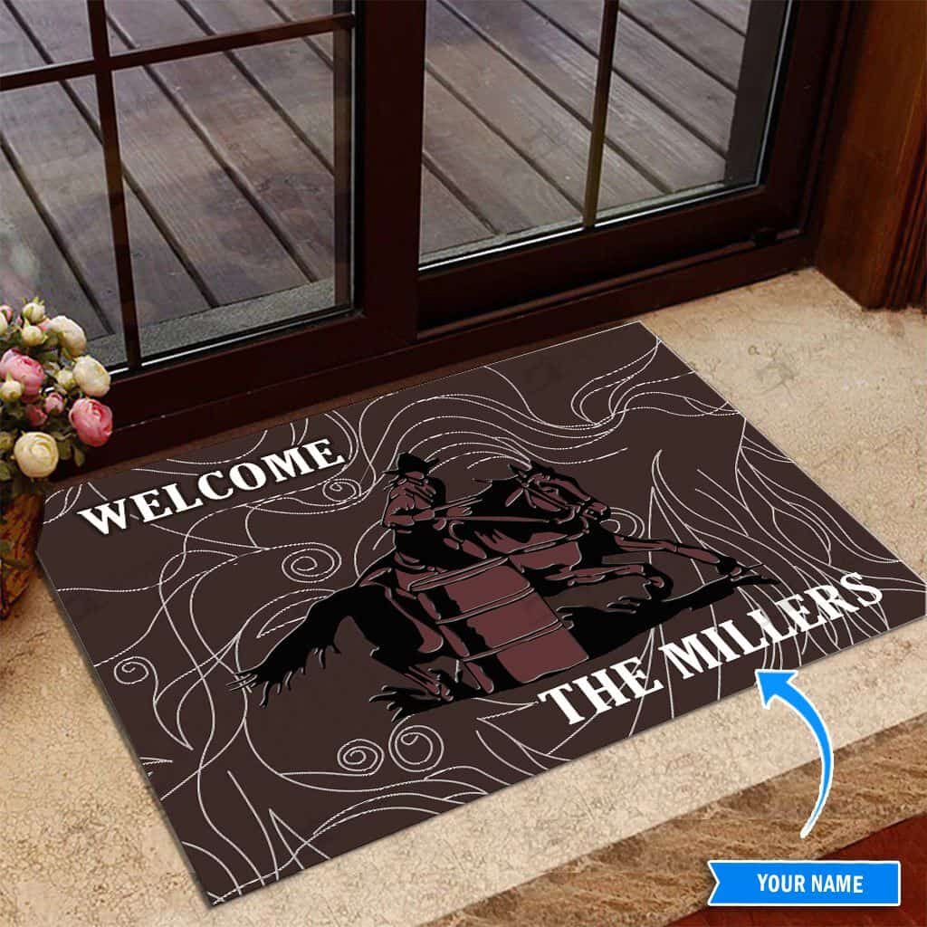 Barrel Racing Personalized Custom Name Doormat Welcome Mat
