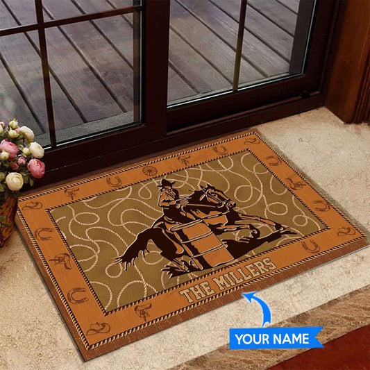 Barrel Racing Personalized Custom Name Doormat Welcome Mat