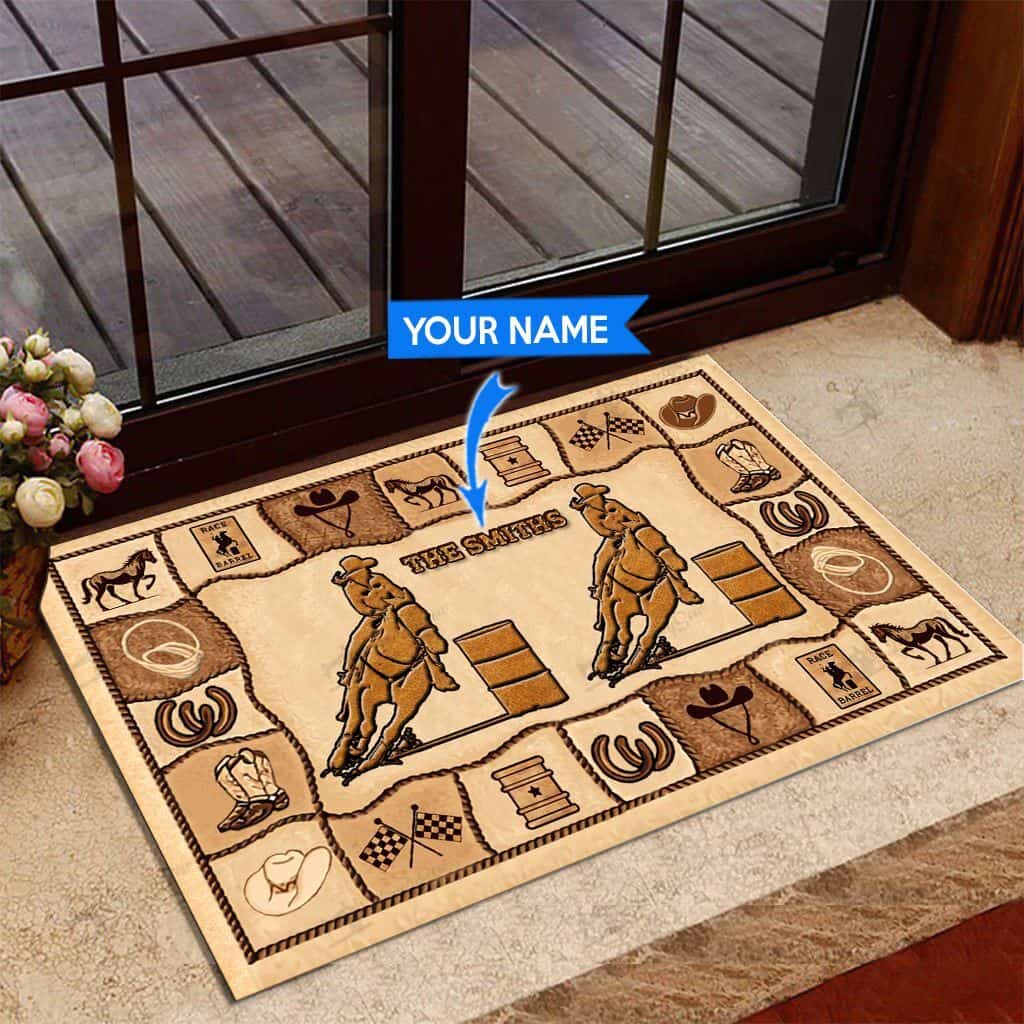 Barrel Racing Personalized Custom Name Doormat Welcome Mat