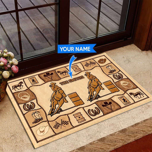 Barrel Racing Personalized Custom Name Doormat Welcome Mat