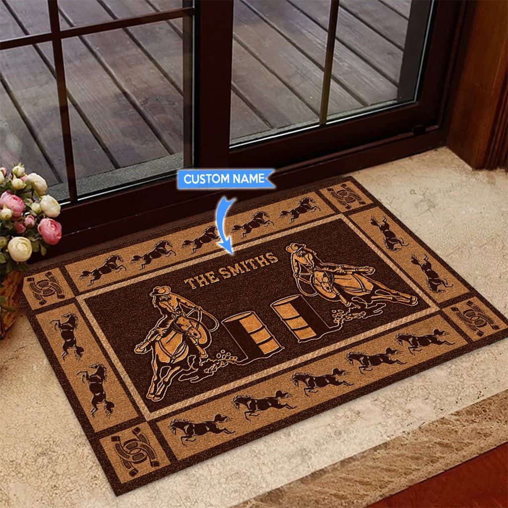 Barrel Racing Personalized Custom Name Doormat Welcome Mat