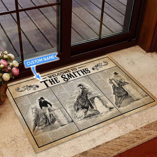 Barrel Racing Personalized Custom Name Doormat Welcome Mat