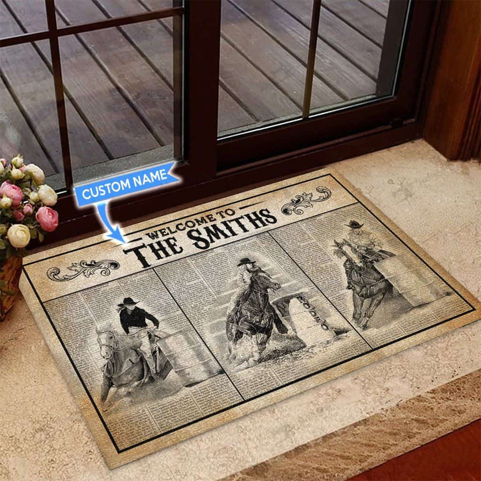Barrel Racing Personalized Custom Name Doormat Welcome Mat