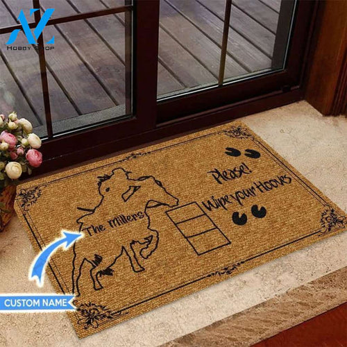 Barrel racing Please Wipe Your Hooves Custom Doormat | Welcome Mat | House Warming Gift
