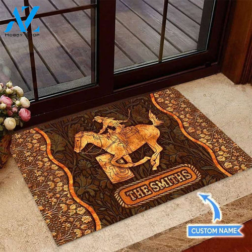 Barrel Racing Unique Brown Custom Doormat | Welcome Mat | House Warming Gift