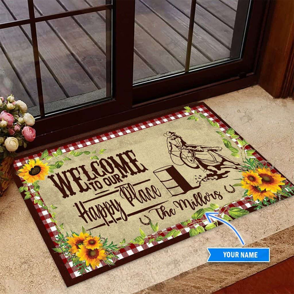 Barrel Racing Welcome Personalized Custom Name Doormat Welcome Mat