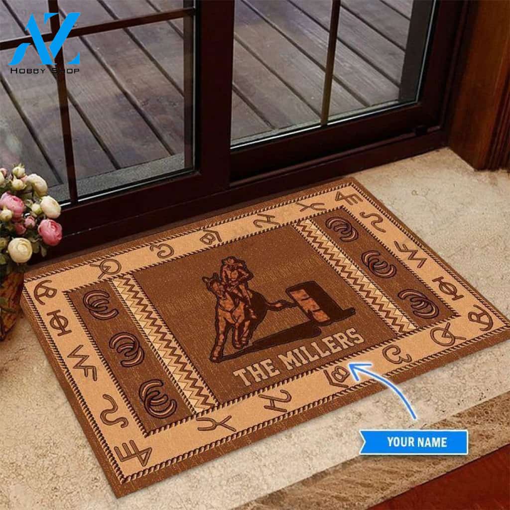 Barrel Racing Western Pattern Custom Doormat | Welcome Mat | House Warming Gift