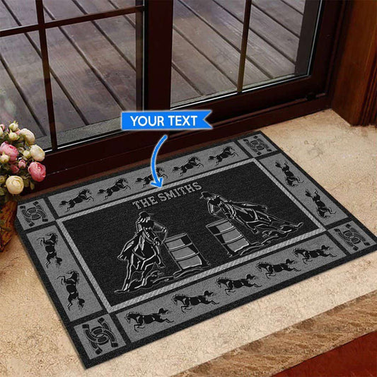 Barrel Racingblack Version Personalized Custom Name Doormat Welcome Mat