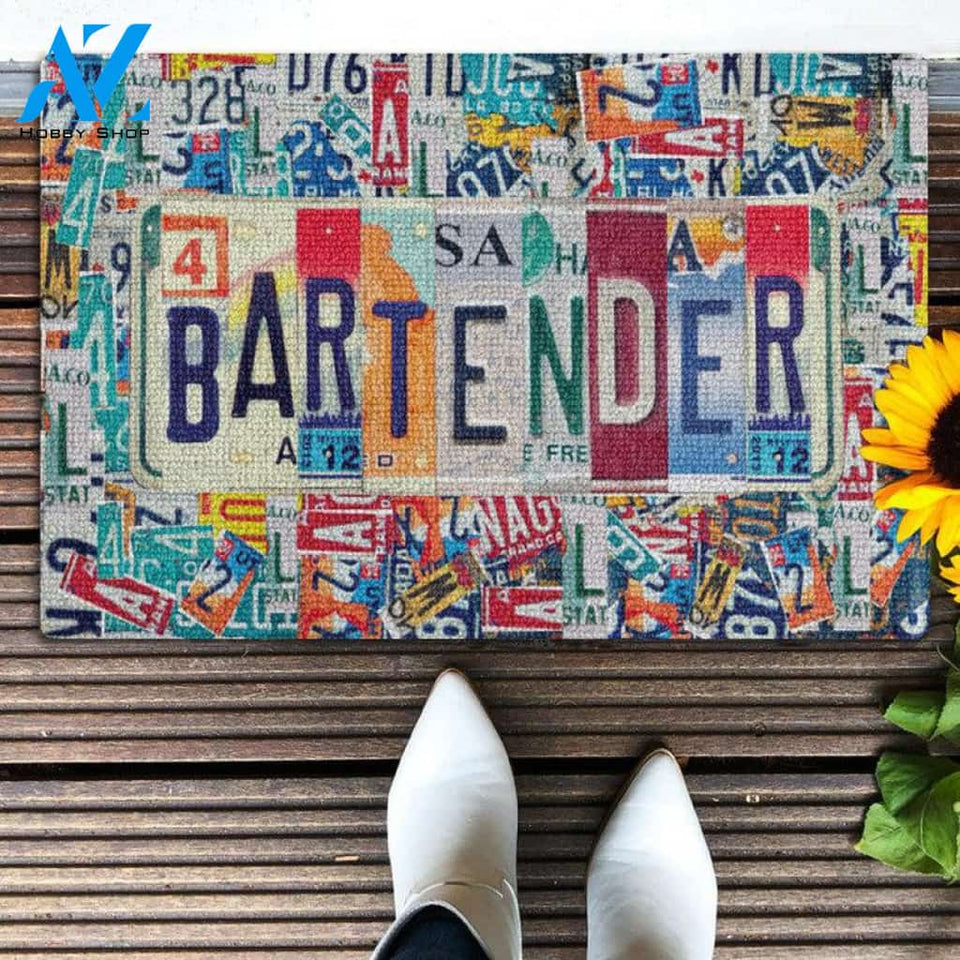 Bartender Colorful Backgroup Doormat Welcome Mat House Warming Gift Home Decor Funny Doormat Gift Idea