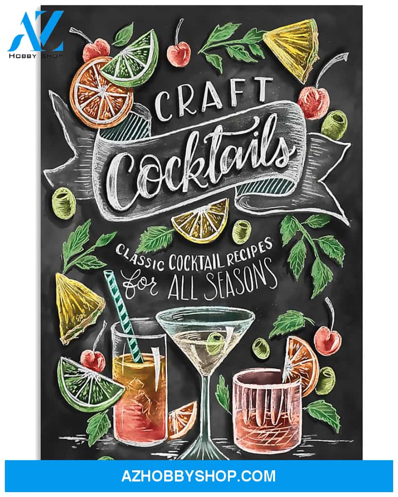 Bartender Craft Cocktails Poster Classic Cocktail Precipes Wall Decor