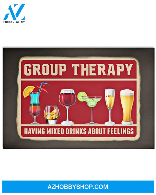 Bartender Group Therapy Poster Having Mixed Drinks About Feelings Wall Decor