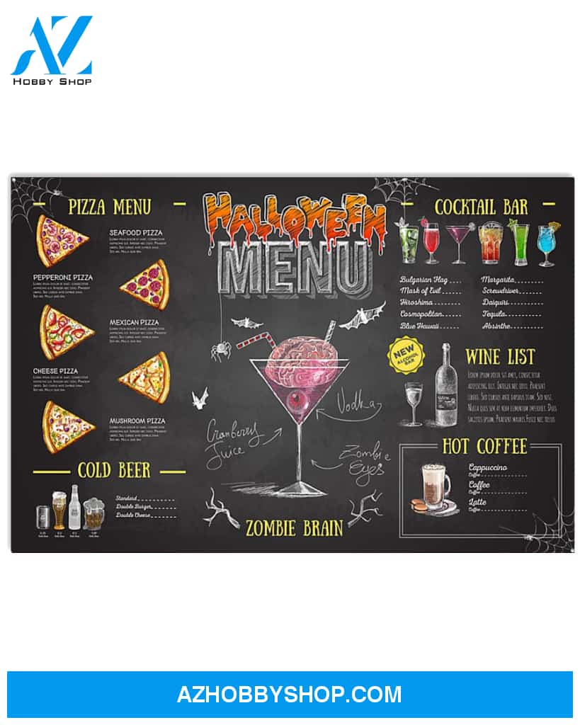 Bartender Halloween Menu Poster Wall Decor