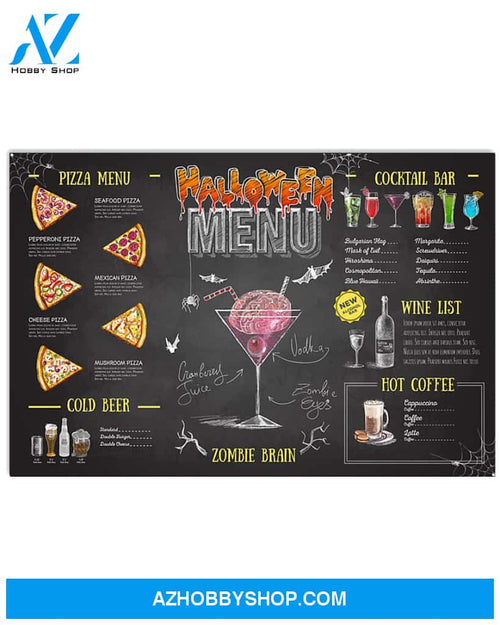 Bartender Halloween Menu Poster Wall Decor