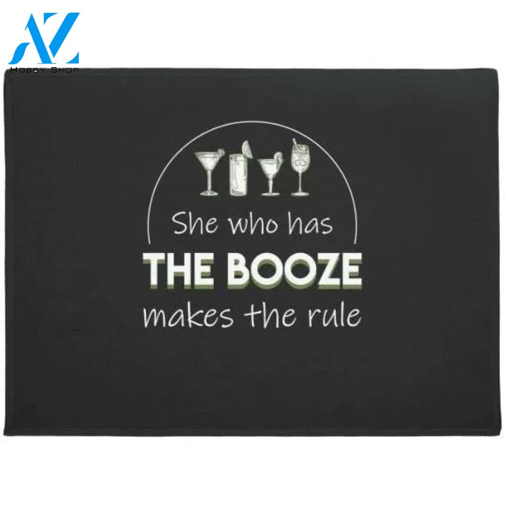 Bartender Women Who Has Booze Makes Rules Doormat Welcome Mat House Warming Gift Home Decor Funny Doormat Gift Idea