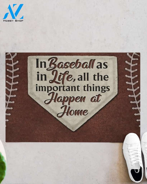 Baseball - All The Important Things Happen At Home Funny Indoor And Outdoor Doormat Gift For Baseball Lovers Birthday Gift Decor Warm House Gift Welcome Mat