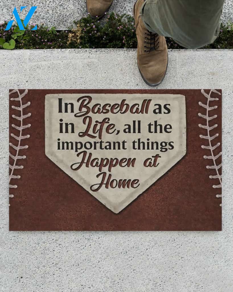 Baseball - All The Important Things Happen At Home Funny Indoor And Outdoor Doormat Gift For Baseball Lovers Birthday Gift Decor Warm House Gift Welcome Mat