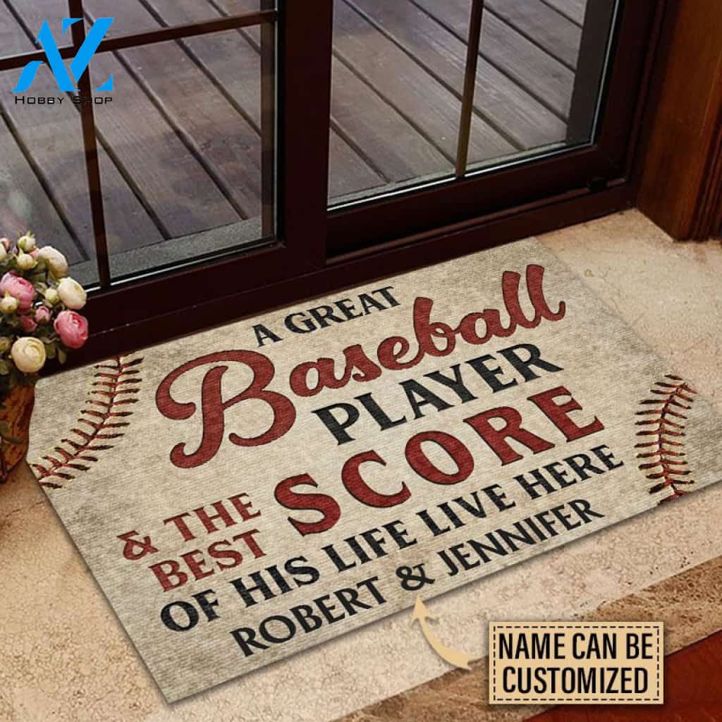 Baseball Best Score Of His Life Custom Doormat | Welcome Mat | House Warming Gift