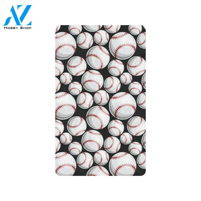 Baseball Black Background Rubber Doormat