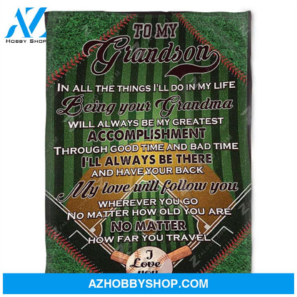 Baseball Blanket, To My Grandson, My Love Will Follow You,Soft Blankets.Gift Home Decor Bedding Couch Sofa Soft and Comfy Cozy
