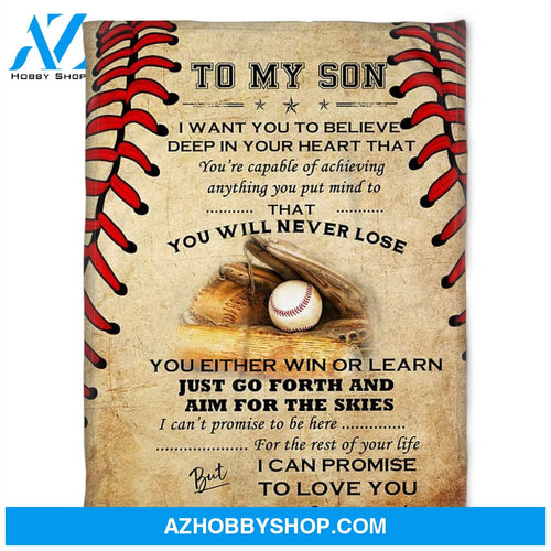 Baseball Blanket, To My Son,You Will Never Lose,Soft Blankets, Fleece Blankets.Gift Home Decor Bedding Couch Sofa Soft and Comfy Cozy