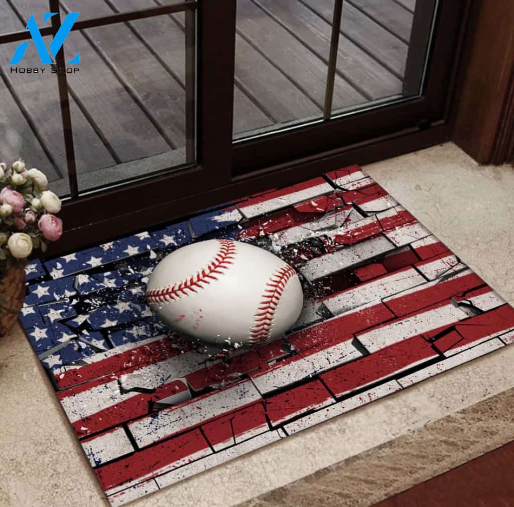 Baseball Broken Wall Doormat | Welcome Mat | House Warming Gift