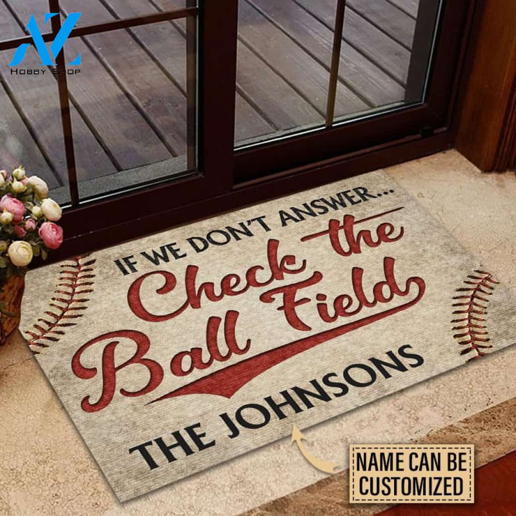 Baseball Check The Ball Field Custom Doormat | Welcome Mat | House Warming Gift