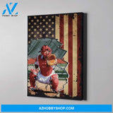 Baseball custom canvas prints Flag US With Photo