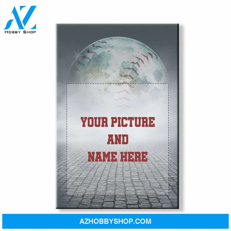 Baseball custom canvas prints - Moon With Photo