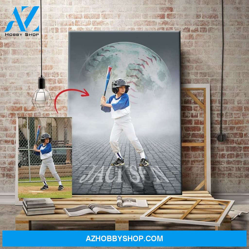 Baseball custom canvas prints - Moon With Photo