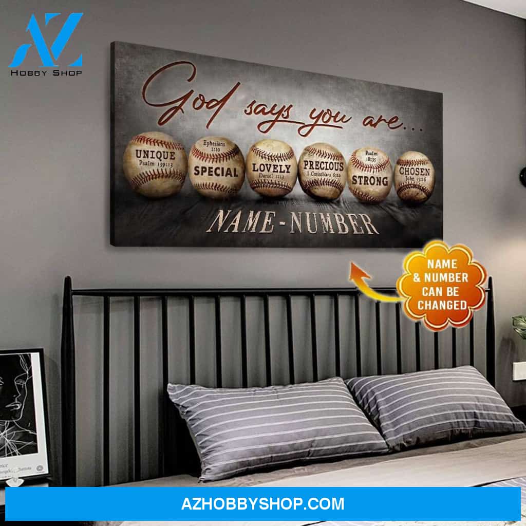 Baseball Custom Canvas With Your Name - God Says You Are