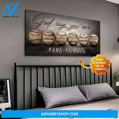 Baseball Custom Canvas With Your Name - God Says You Are