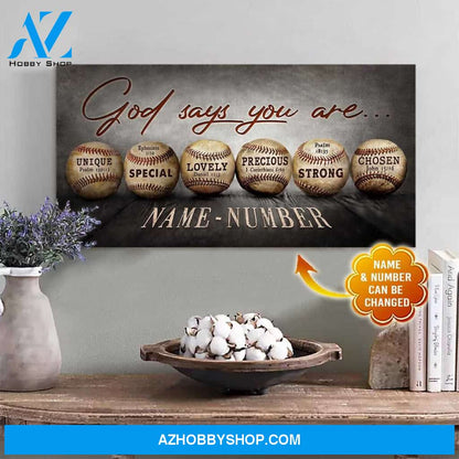 Baseball Custom Canvas With Your Name - God Says You Are