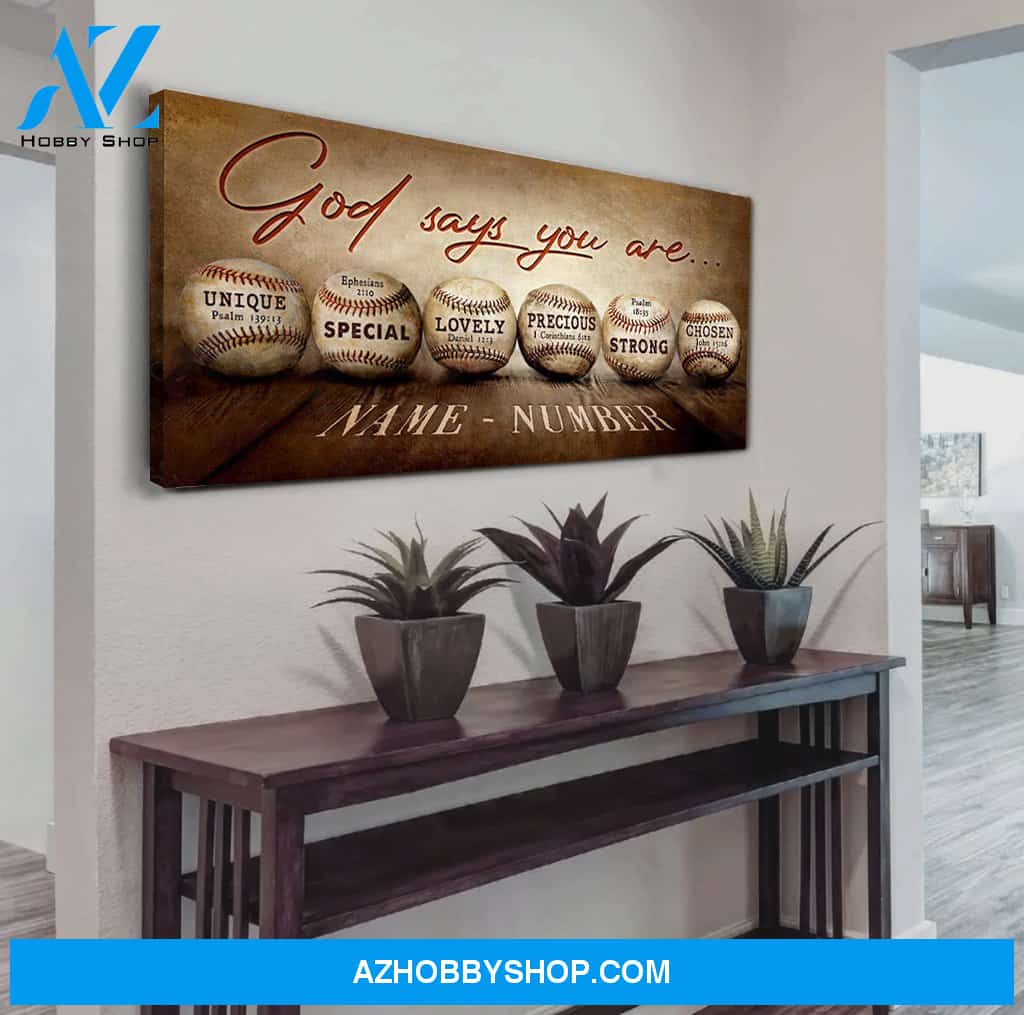 Baseball Custom Canvas With Your Name - God Says You Are