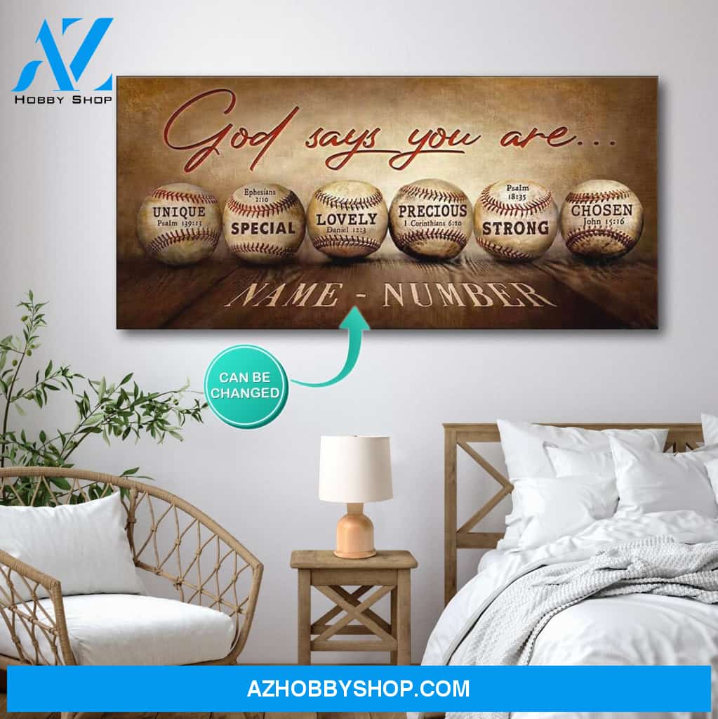 Baseball Custom Canvas With Your Name - God Says You Are