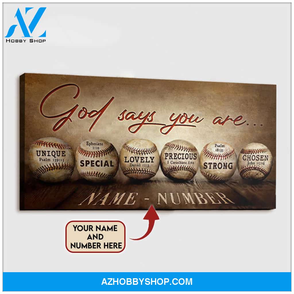 Baseball Custom Canvas With Your Name - God Says You Are
