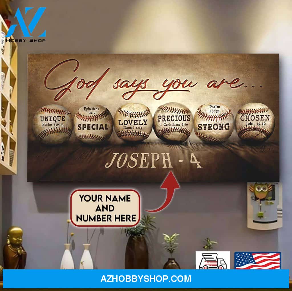 Baseball Custom Canvas With Your Name - God Says You Are