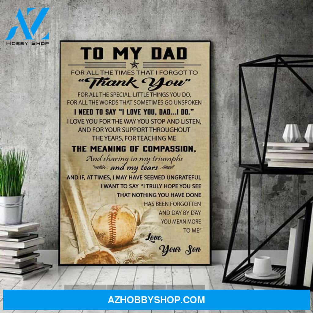 Personalized Canvas, Baseball Dad Canvas And Poster, My Poster Wall Canvas Wall Art Gift Father's Day