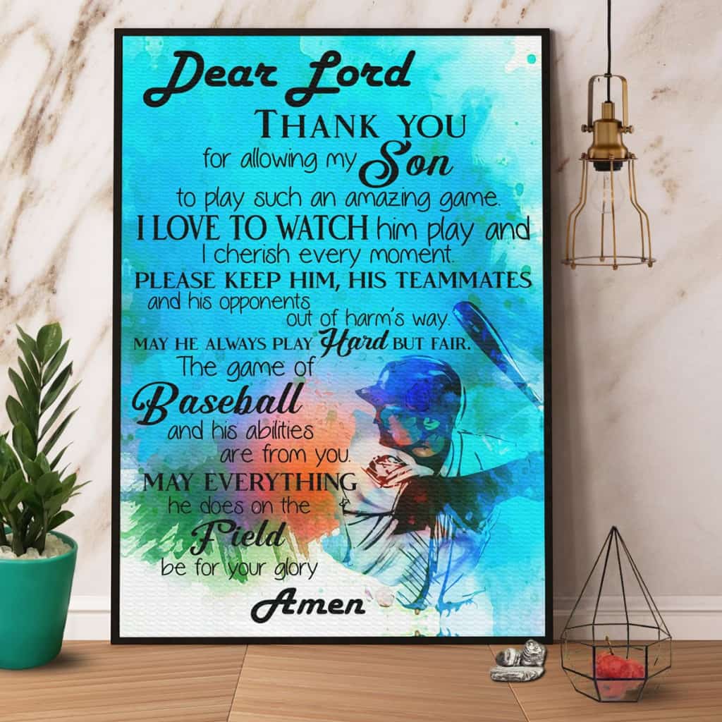 Baseball Dear Lord Thank You For Allowing My Son Paper Poster No Frame Matte Canvas Wall Decor