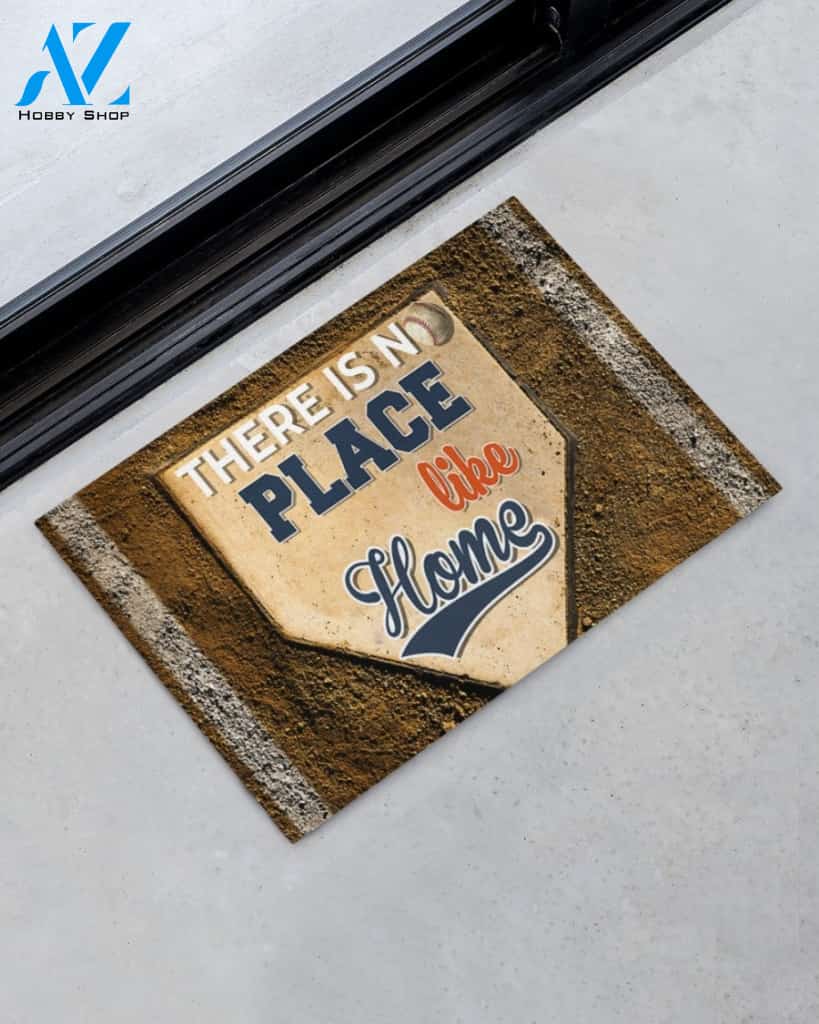 Baseball Doormat, There Is No Place Like Home Doormat, Gift For Baseball Lovers, Gift For Friend Family Decor Warm House Gift Welcome Mat