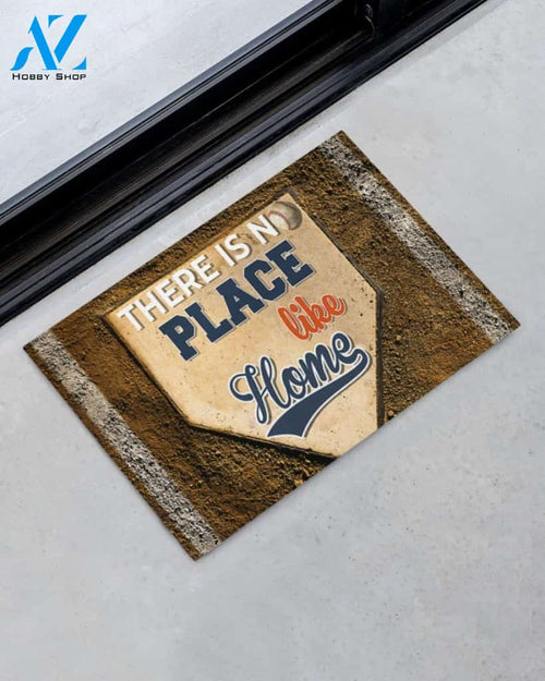 Baseball Doormat, There Is No Place Like Home Doormat, Gift For Baseball Lovers, Gift For Friend Family Decor Warm House Gift Welcome Mat