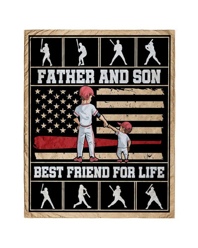 Baseball Father And Son Best Friend For Life US Flag Blanket Gift For Father Son Baseball Lovers Birthday Gift Home Decor Bedding Couch Sofa Soft and Comfy Cozy
