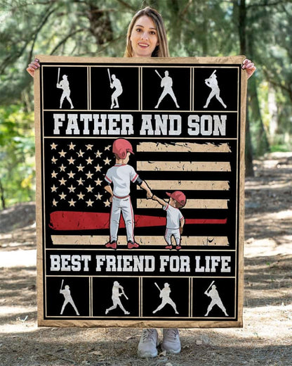 Baseball Father And Son Best Friend For Life US Flag Blanket Gift For Father Son Baseball Lovers Birthday Gift Home Decor Bedding Couch Sofa Soft and Comfy Cozy