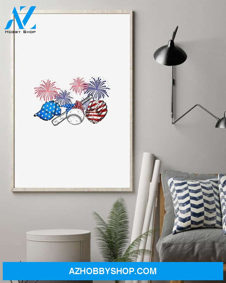 Baseball freedom color american poster