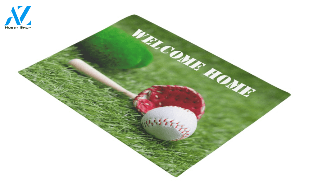Baseball Green Grass Welcom Home Doormat Indoor and Outdoor Mat Entrance Rug Housewarming Gift Sweet Home Decor Gift Gift for Baseball Lovers Sport Lovers