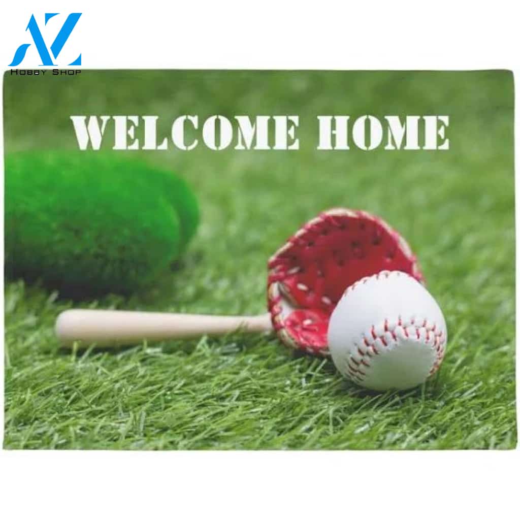 Baseball Green Grass Welcom Home Doormat Indoor and Outdoor Mat Entrance Rug Housewarming Gift Sweet Home Decor Gift Gift for Baseball Lovers Sport Lovers