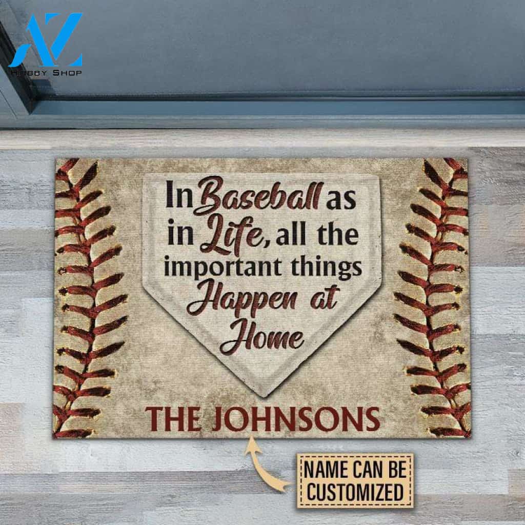 Baseball Happen At Home Personalized doormat #H